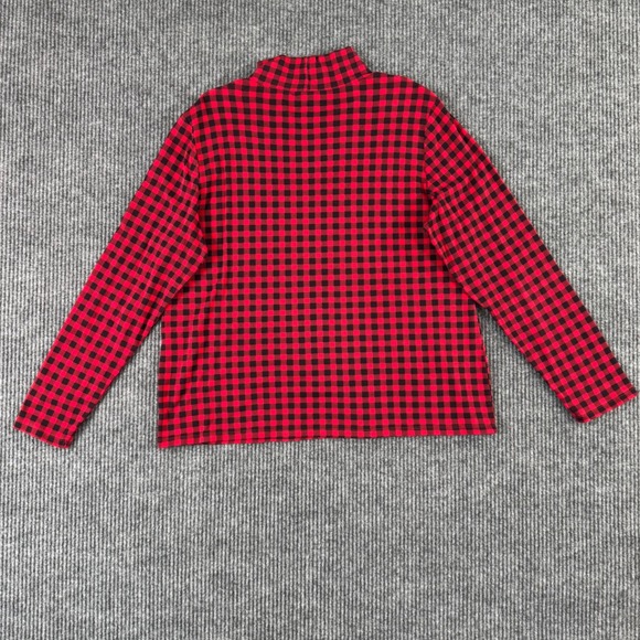Plaid Mock Neck Top Womens XL Red Black Long Sleeve Cottagecore‎ Cabincore - Picture 2 of 7